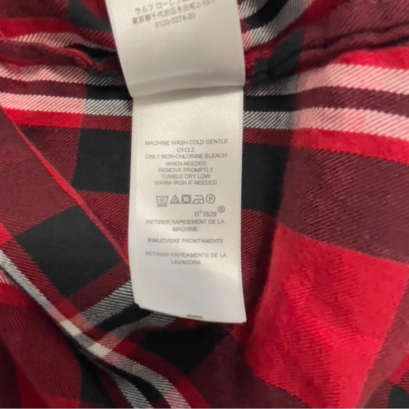 Lauren Ralph Lauren Plaid Shirt Large Classic Red Black Cabincore Rustic - Picture 7 of 10